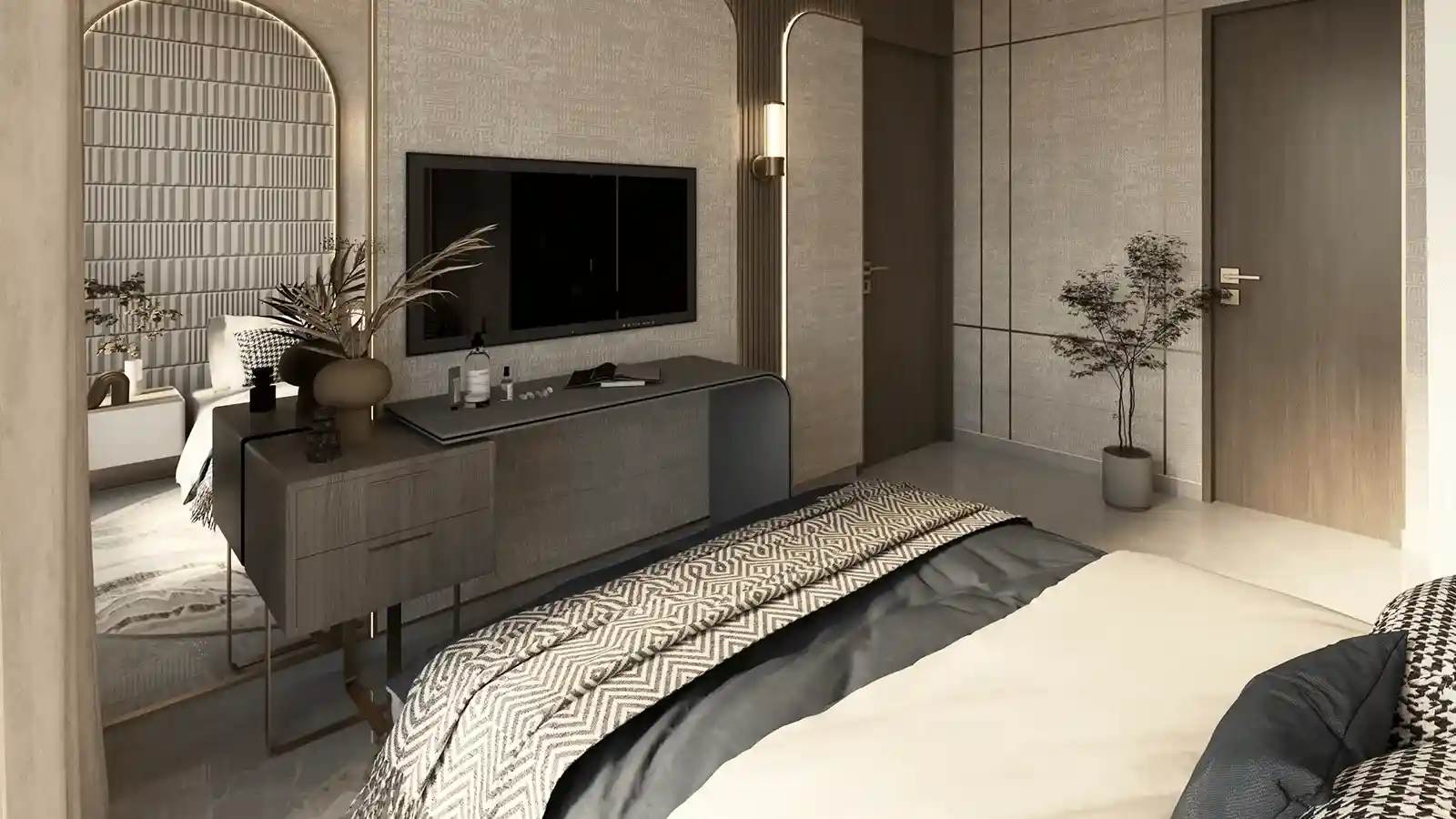 Master bedroom interior at Shapoorji Pallonji Dahisar Mumbai