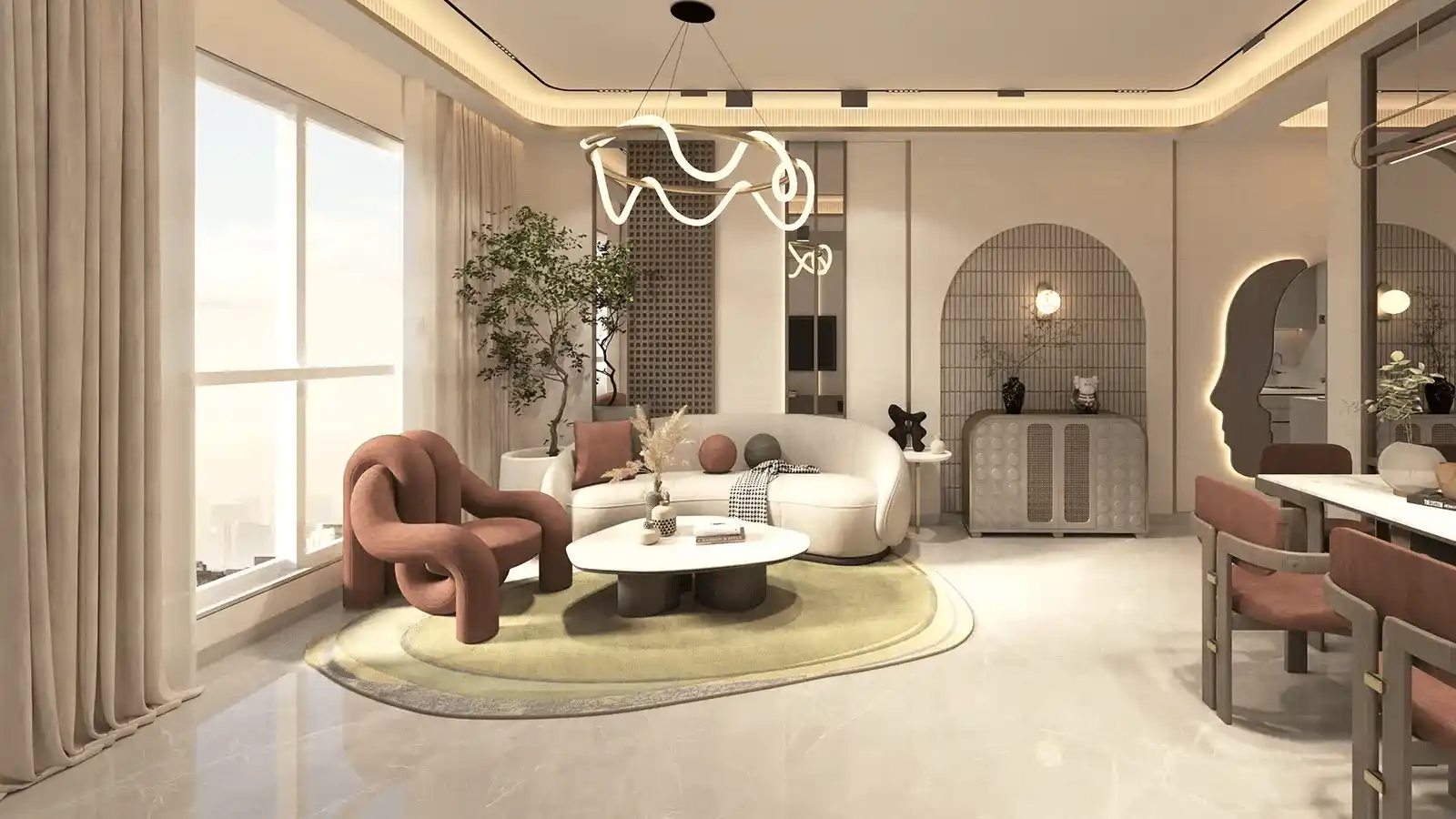 Spacious living room interior at Shapoorji Pallonji Dahisar Mumbai