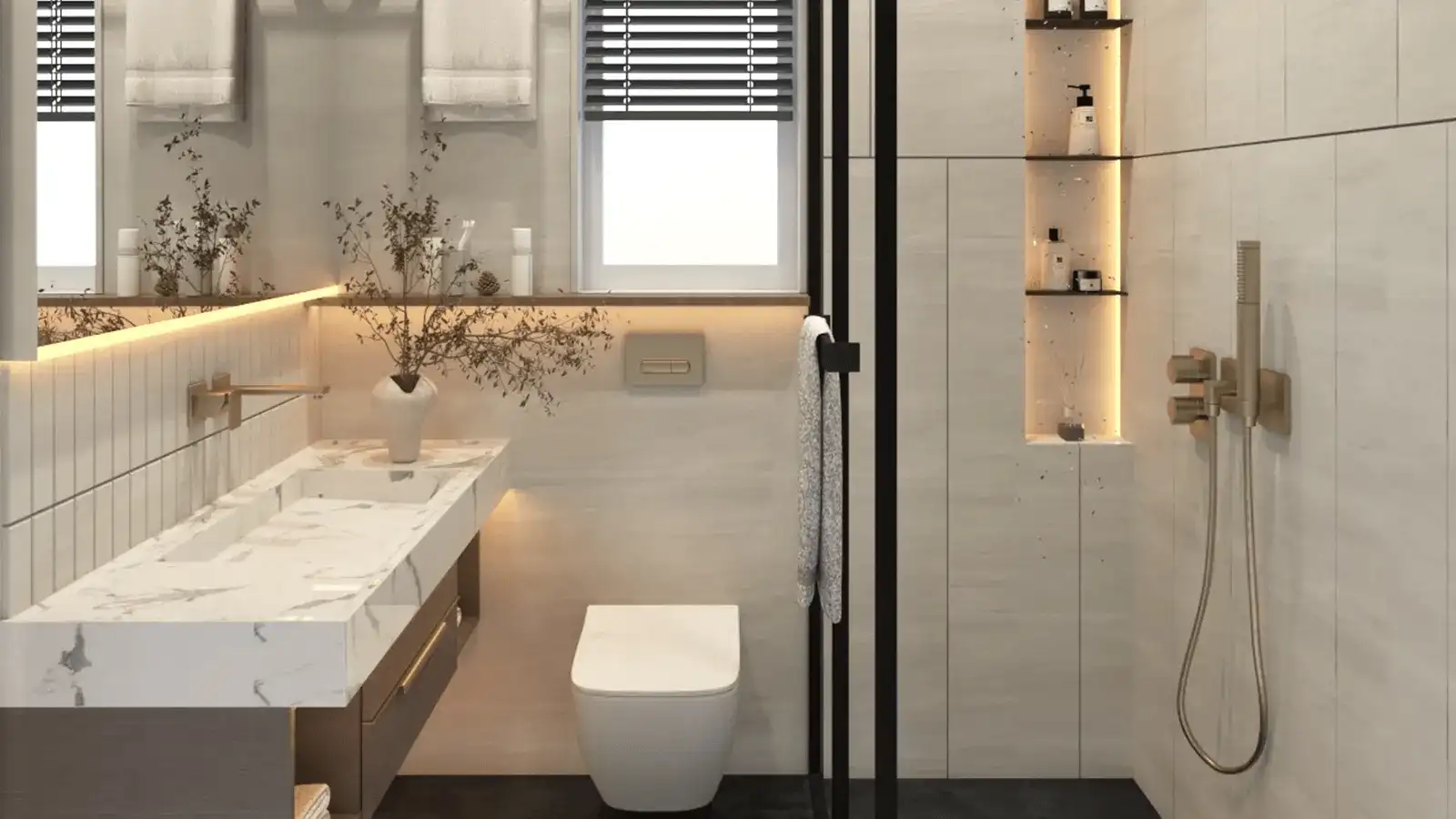 Luxury bathroom with premium fittings at Shapoorji Pallonji Dahisar